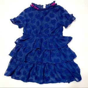 Blue ruffle toddler dress with heart detail